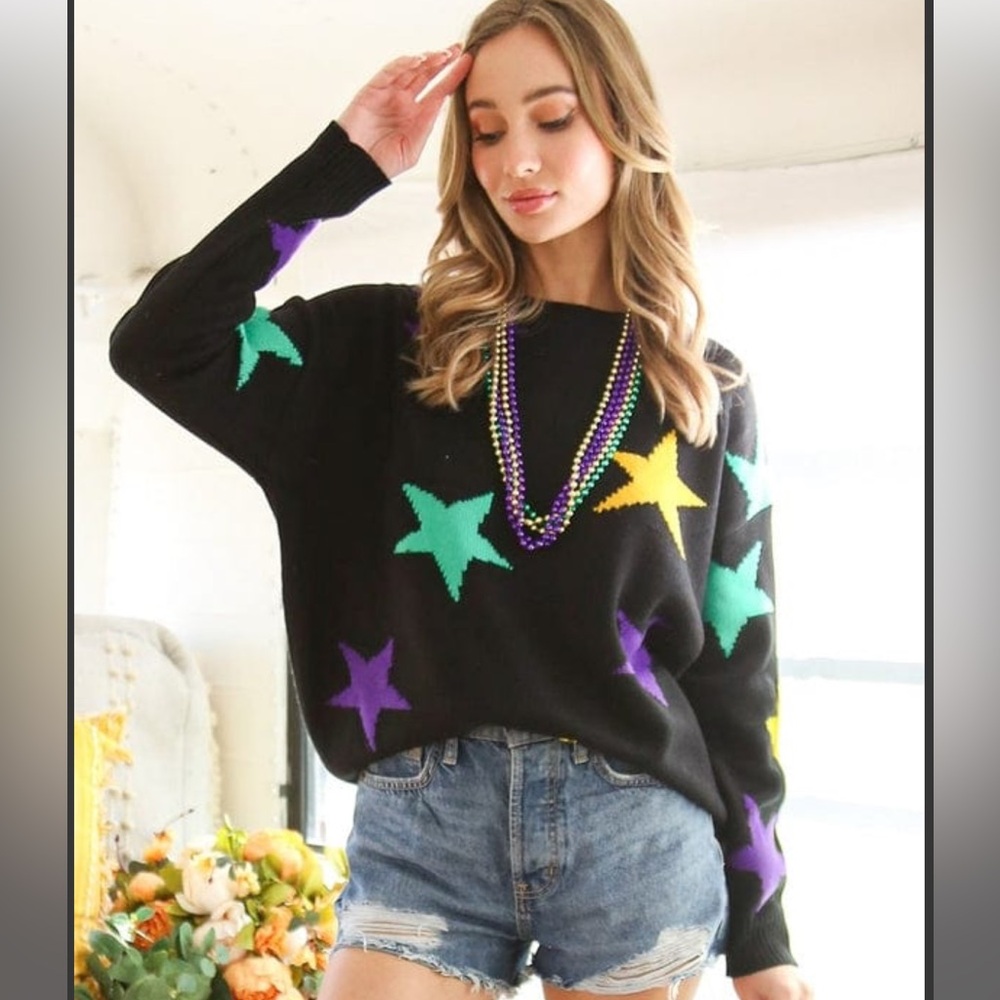 Mardi Gras Star Sweater